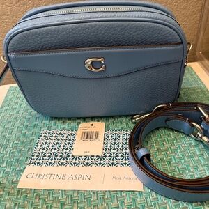 Coach CC386 Leather Camera Bag SV/Pool Blue